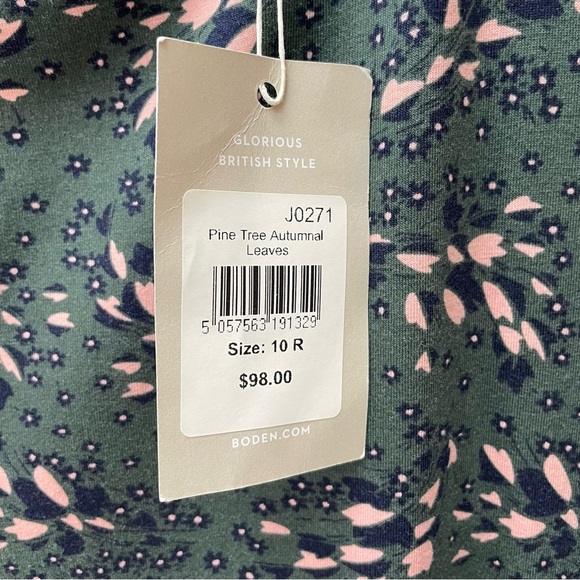 NWT Boden Green Floral Super Soft Long Sleeve Keyhole Posie Dress Size 10 - Picture 6 of 12